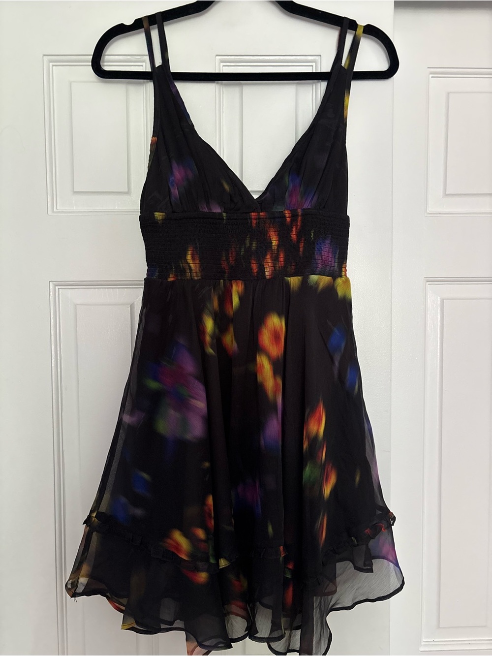 Urban Outfitters Black Floral Chiffon Slip Dress